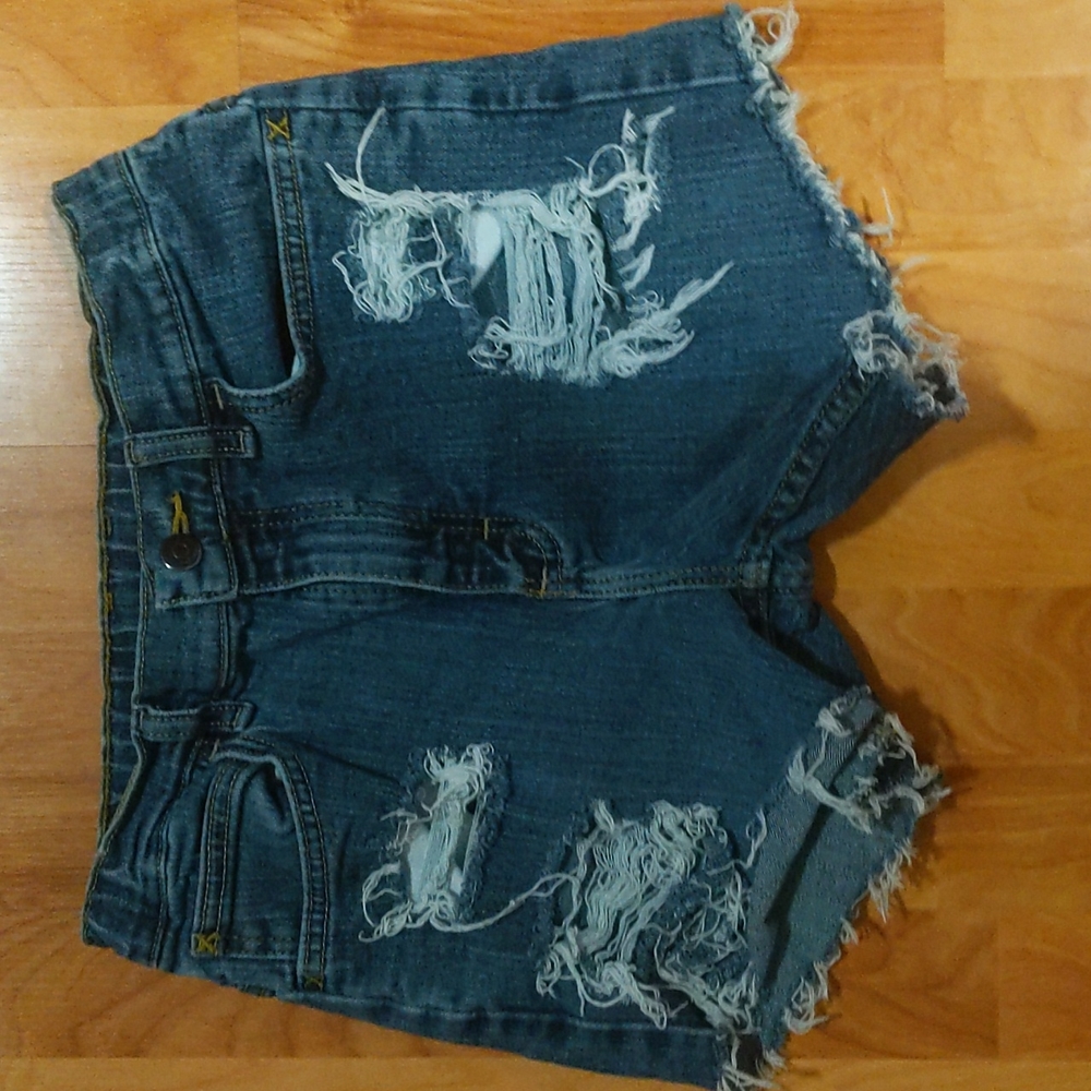 Ripped jean shorts